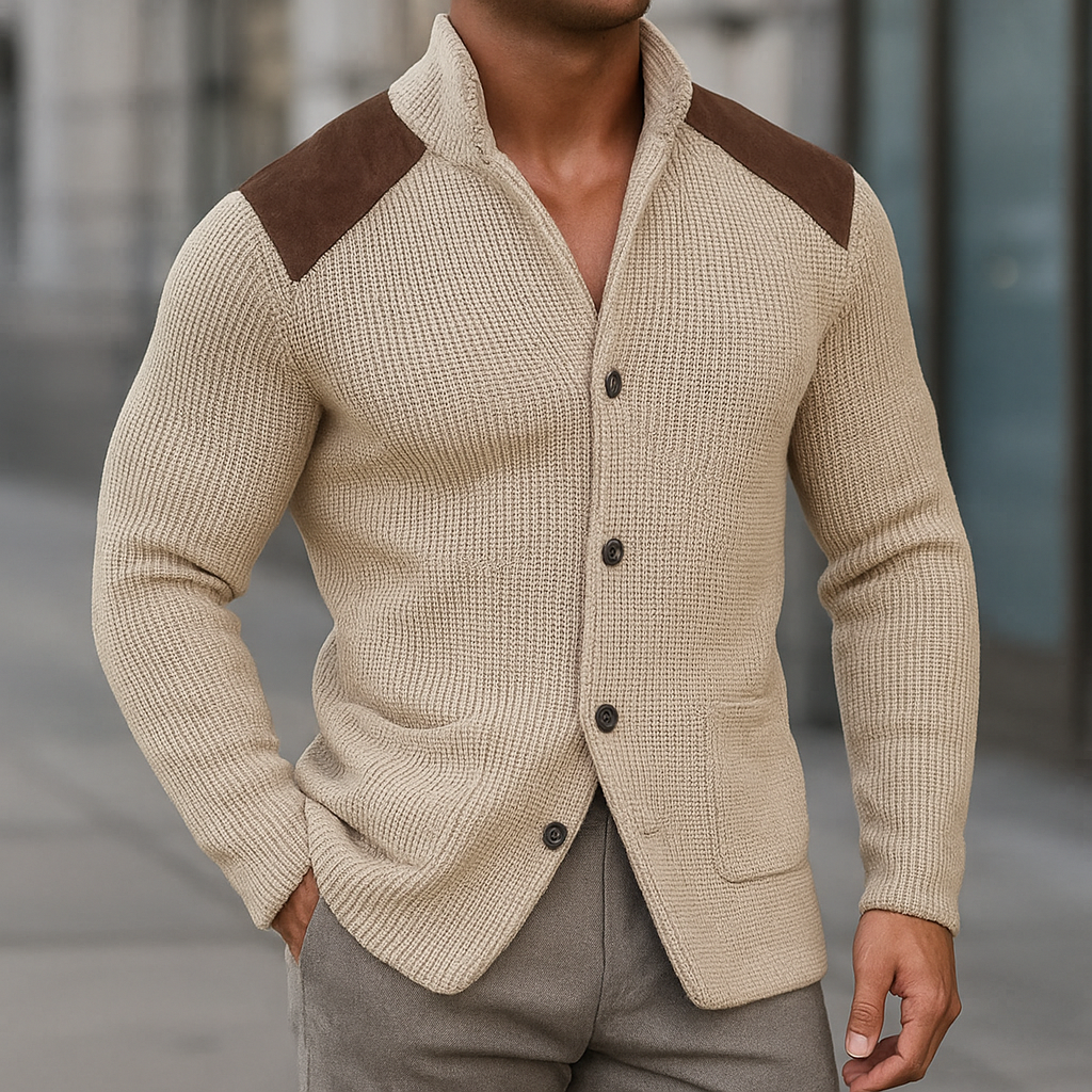 MaisonNox® | Gebreid Jasvest met Suède Accenten voor Comfort en Klasse