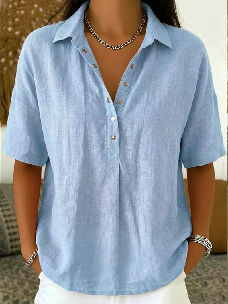 maisonnox® | Blouse met kraag en knoopdetail (tijdelijk 1+1 gratis!)