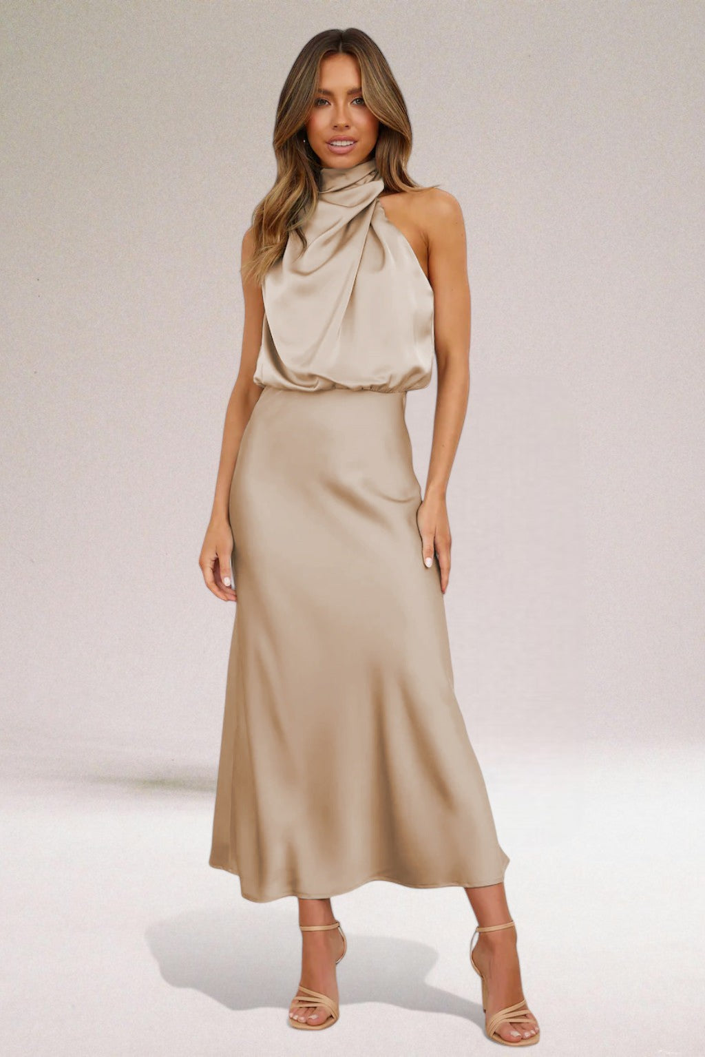 MaisonNox® | Elegante Satijnen Jurk met Verfijnde Details
