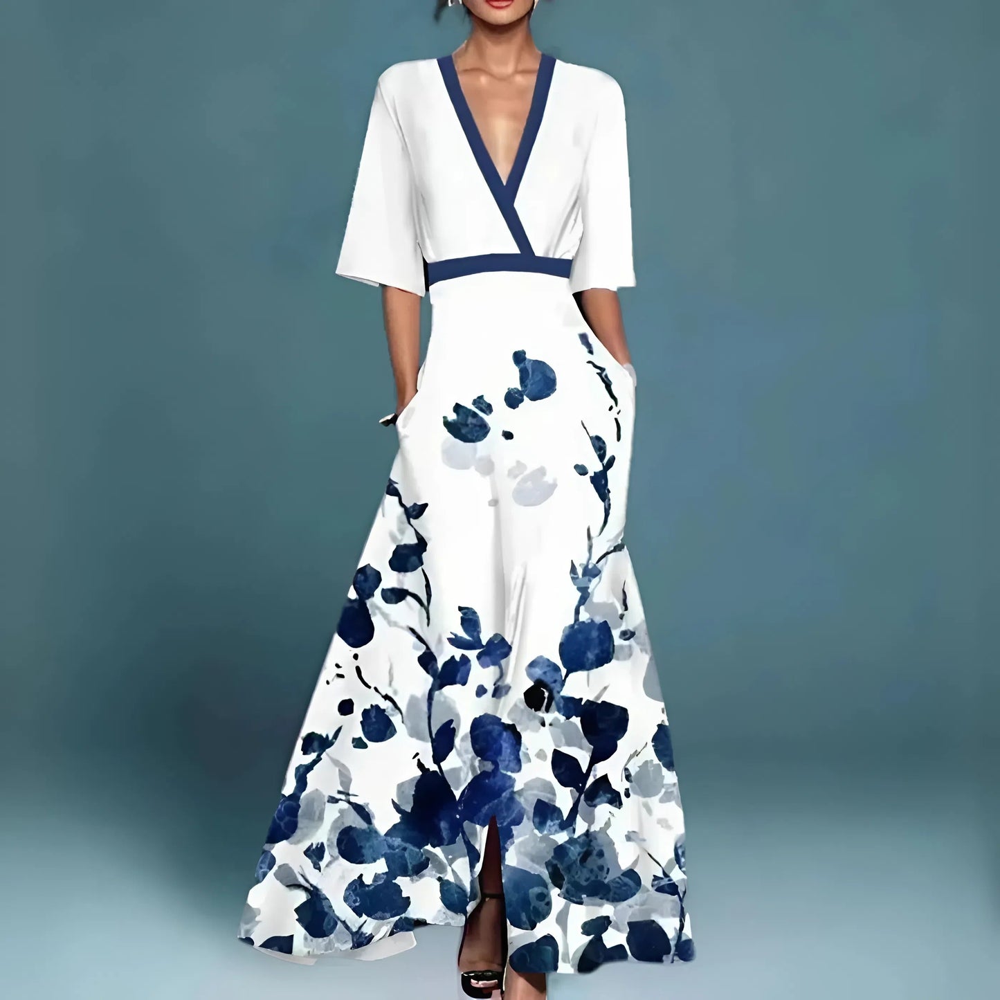 maisonnox® | Elegante Maxi Jurk met Diepe Halslijn