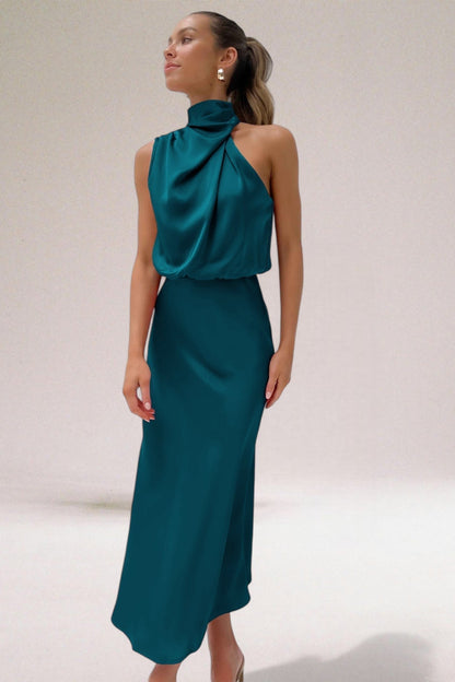 MaisonNox® | Elegante Satijnen Jurk met Verfijnde Details