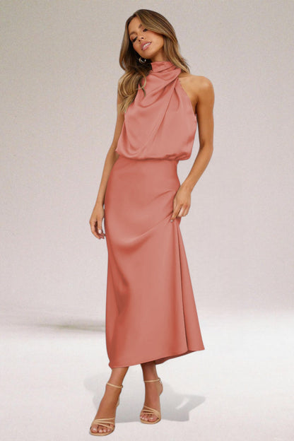 MaisonNox® | Elegante Satijnen Jurk met Verfijnde Details