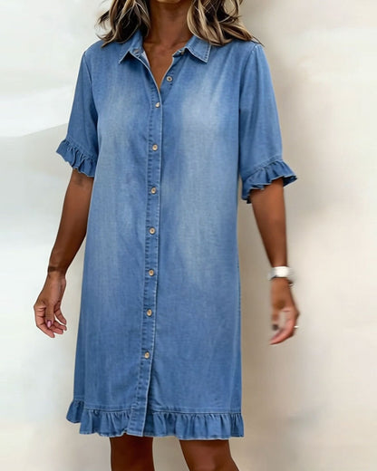 maisonnox® | Comfortabele Denim Jurk met Flatterende Rimpeling
