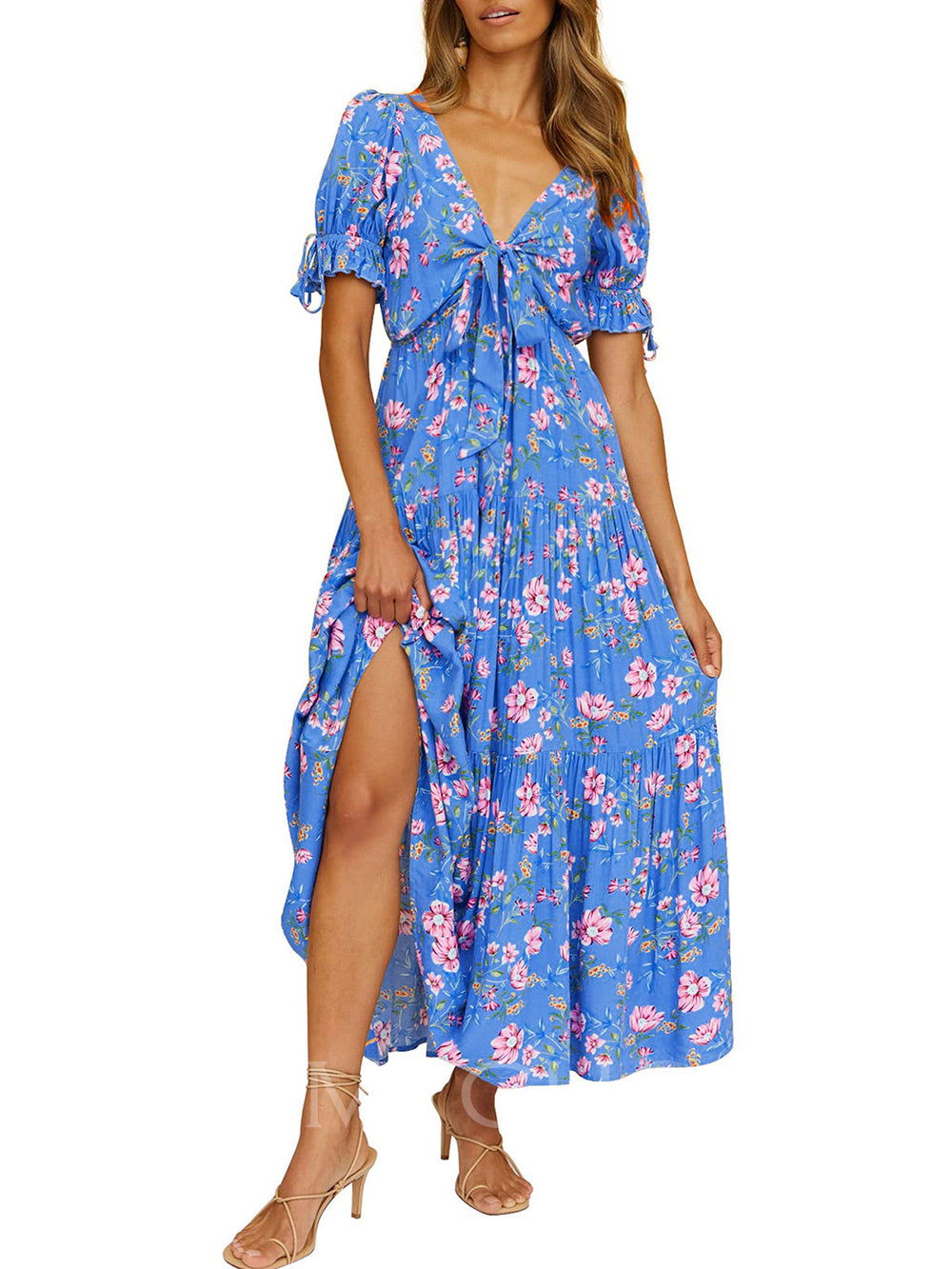 MaisonNox® | Bloemen strandjurk met korte mouwen