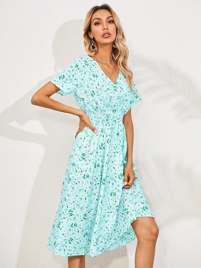 MaisonNox® | Modieuze casual bloemenjurk met korte mouwen