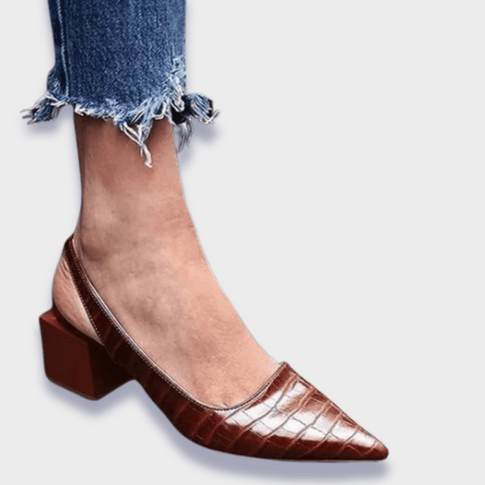 MaisonNox®| Elegante Orthopedische Schoenen met Middelhoge Hak en Krokodillenprint voor de Hele Dag