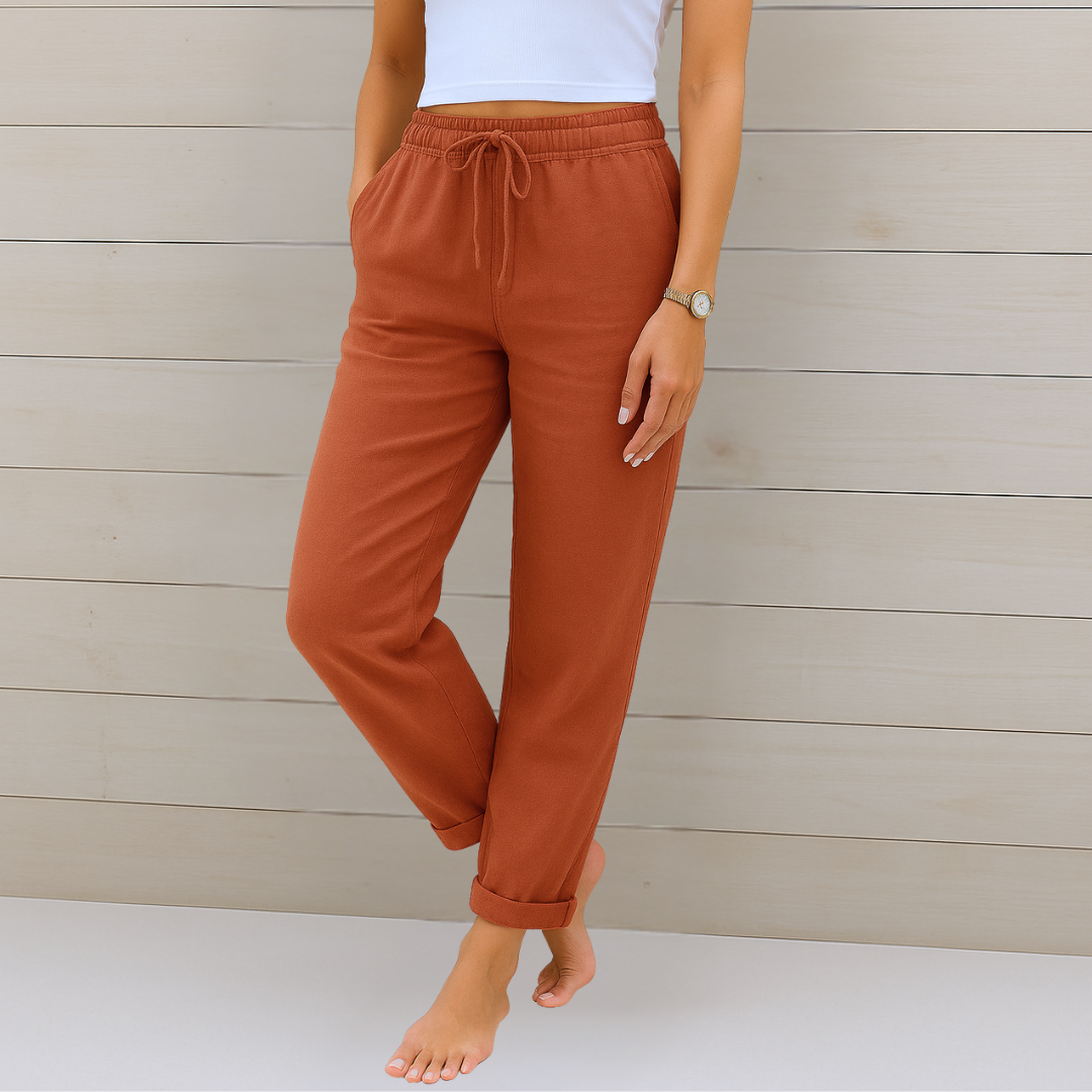 MaisonNox® | Premium ademende linnen stretchbroek