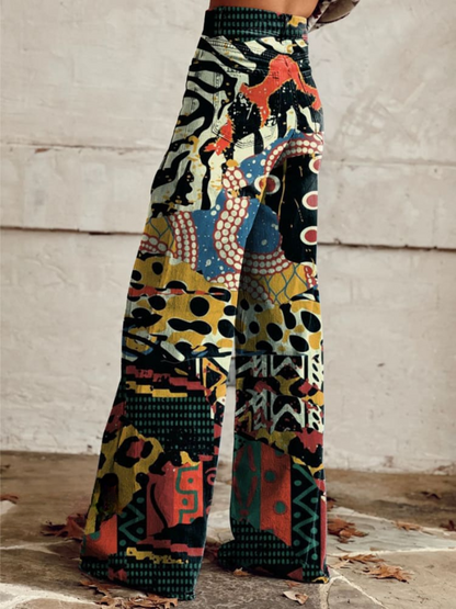 MaisonNox® | Wijde Broek met Elegant en Gedurfd Artistiek Motief