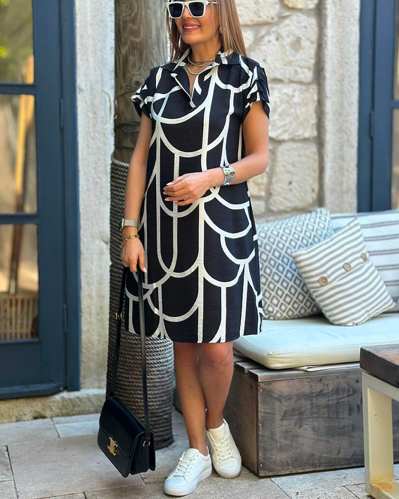 MaisonNox® | Elegante Midi Jurk met Korte Mouwen