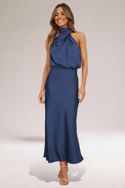MaisonNox® | Elegante Satijnen Jurk met Verfijnde Details