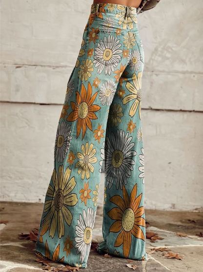 MaisonNox® | Vintage Bloemenpatroon Palazzo Broek