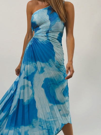 MaisonNox® | Blauwe surf midi jurk