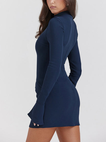 MaisonNox® | Navy blauwe mini-jurk