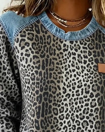 MaisonNox®| Leopard Patchwork Trui met Flatterende Pasvorm en Dagelijks Comfort
