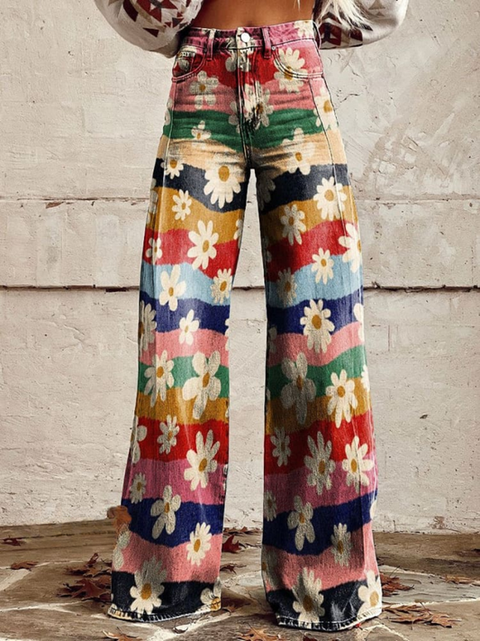 MaisonNox® | Retro Bloemen Broeken Elegant en Comfortabel