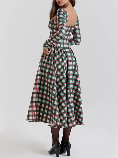 MaisonNox® | Rode tartan midi corset jurk