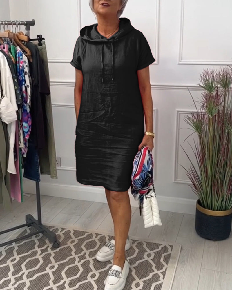 MaisonNox® | Casual Jurk met Kap en Korte Mouwen Perfect voor de Zomer