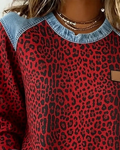 MaisonNox®| Leopard Patchwork Trui met Flatterende Pasvorm en Dagelijks Comfort