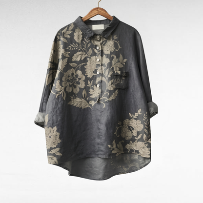 maisonnox® | Elegante linnen blouse met bloemenprint