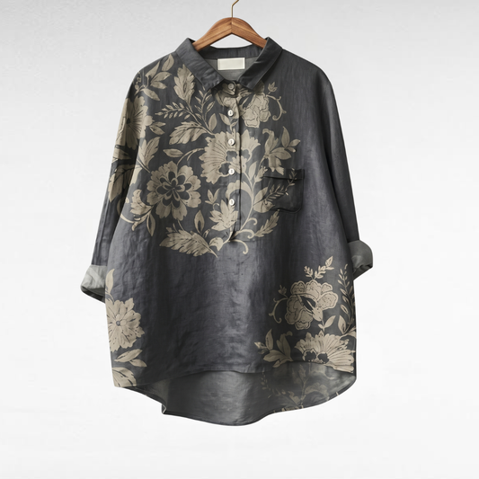 maisonnox® | Elegante linnen blouse met bloemenprint
