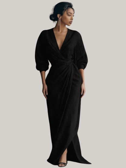 maisonnox® | Linnen Maxi Wikkeljurk