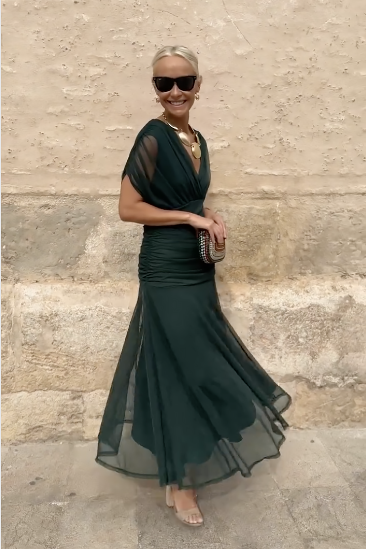 maisonnox® | Elegante feestelijke maxi-jurk met V-hals