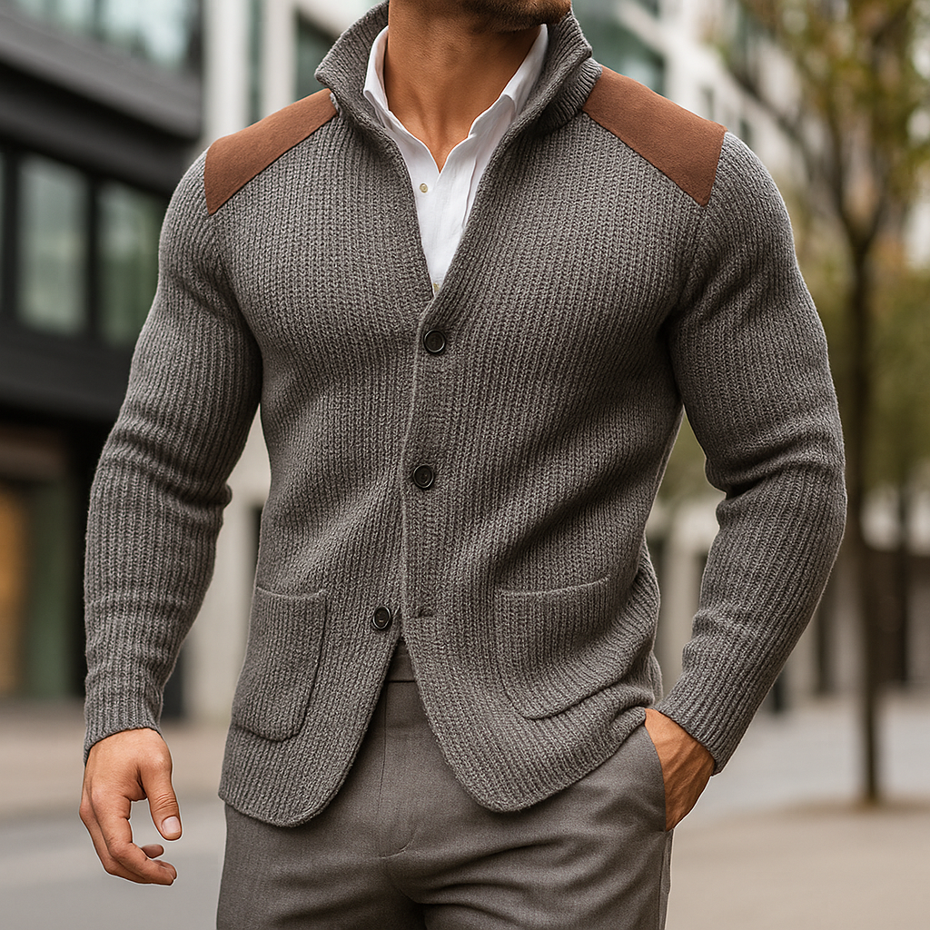 MaisonNox® | Gebreid Jasvest met Suède Accenten voor Comfort en Klasse