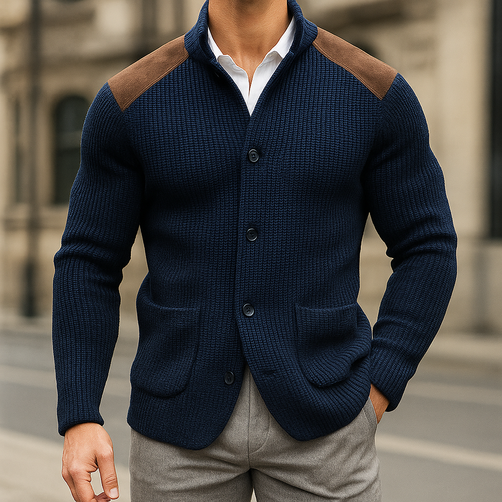 MaisonNox® | Gebreid Jasvest met Suède Accenten voor Comfort en Klasse