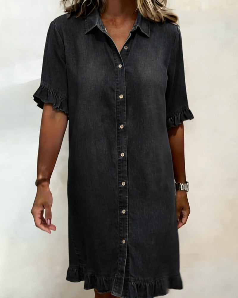 maisonnox® | Comfortabele Denim Jurk met Flatterende Rimpeling
