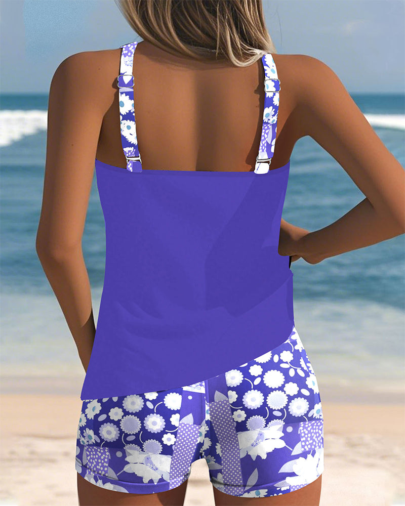 MaisonNox®| Tweedelig Badpak met Comfortabele Pasvorm en Bloemig Strandstijl