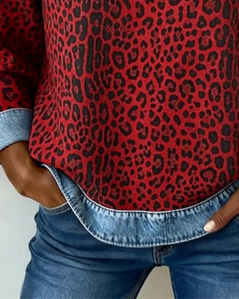 MaisonNox®| Leopard Patchwork Trui met Flatterende Pasvorm en Dagelijks Comfort