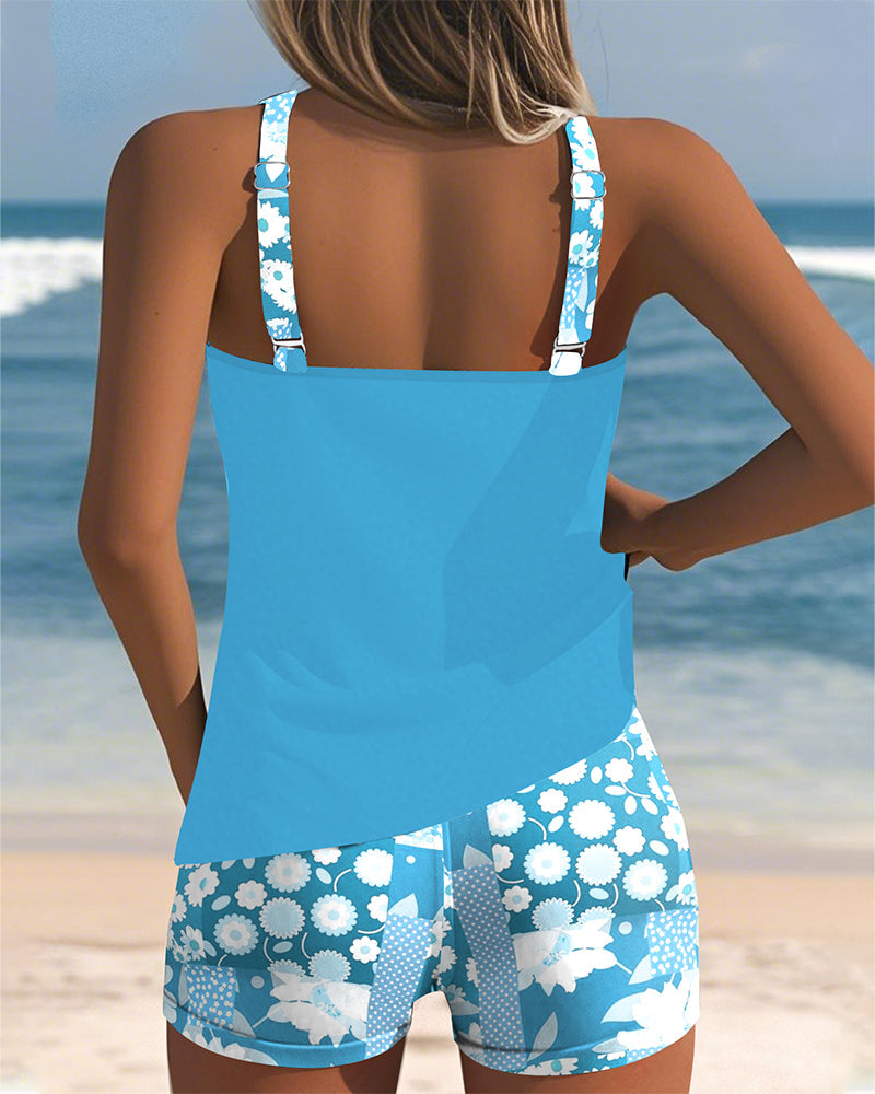 MaisonNox®| Tweedelig Badpak met Comfortabele Pasvorm en Bloemig Strandstijl