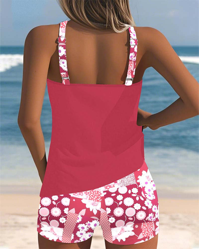 MaisonNox®| Tweedelig Badpak met Comfortabele Pasvorm en Bloemig Strandstijl