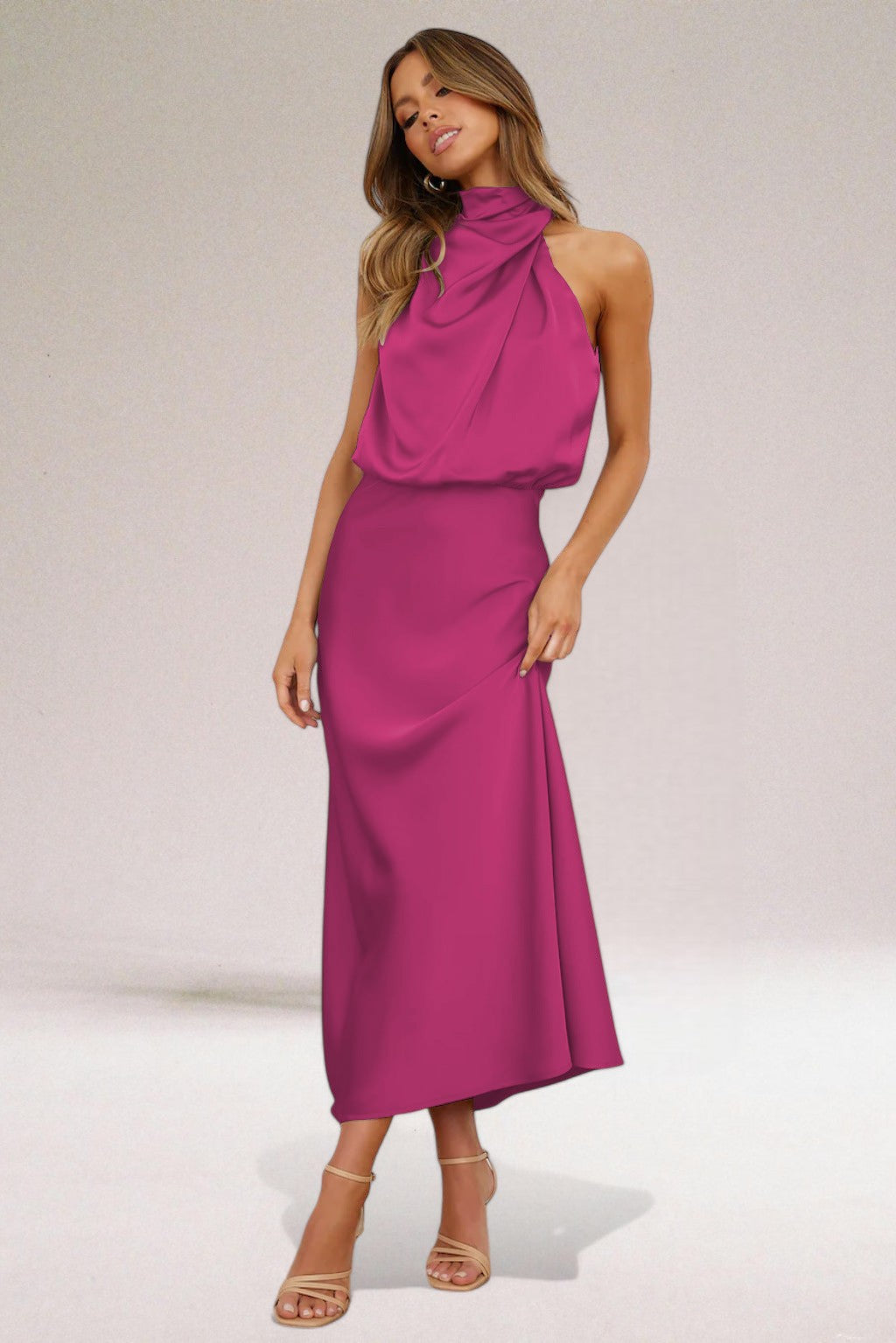 MaisonNox® | Elegante Satijnen Jurk met Verfijnde Details