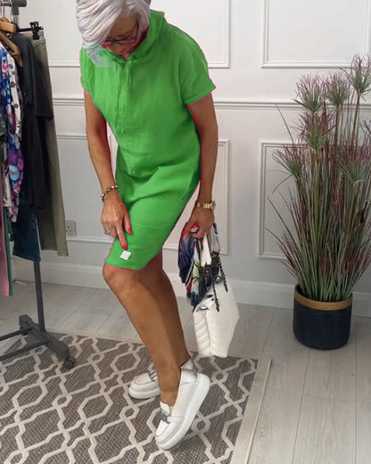 MaisonNox® | Casual Jurk met Kap en Korte Mouwen Perfect voor de Zomer