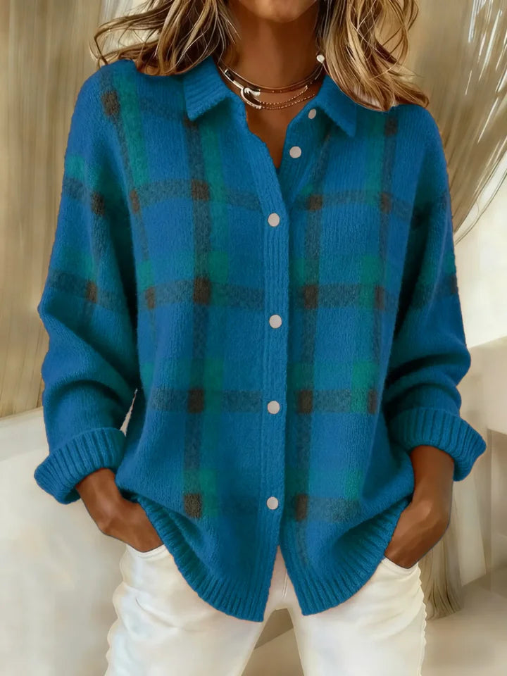 MaisonNox®| Retro Geruit Casual Trui met Contrast