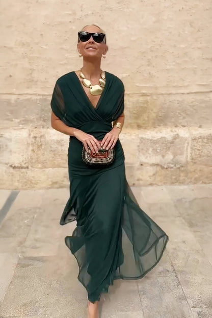 maisonnox® | Elegante feestelijke maxi-jurk met V-hals