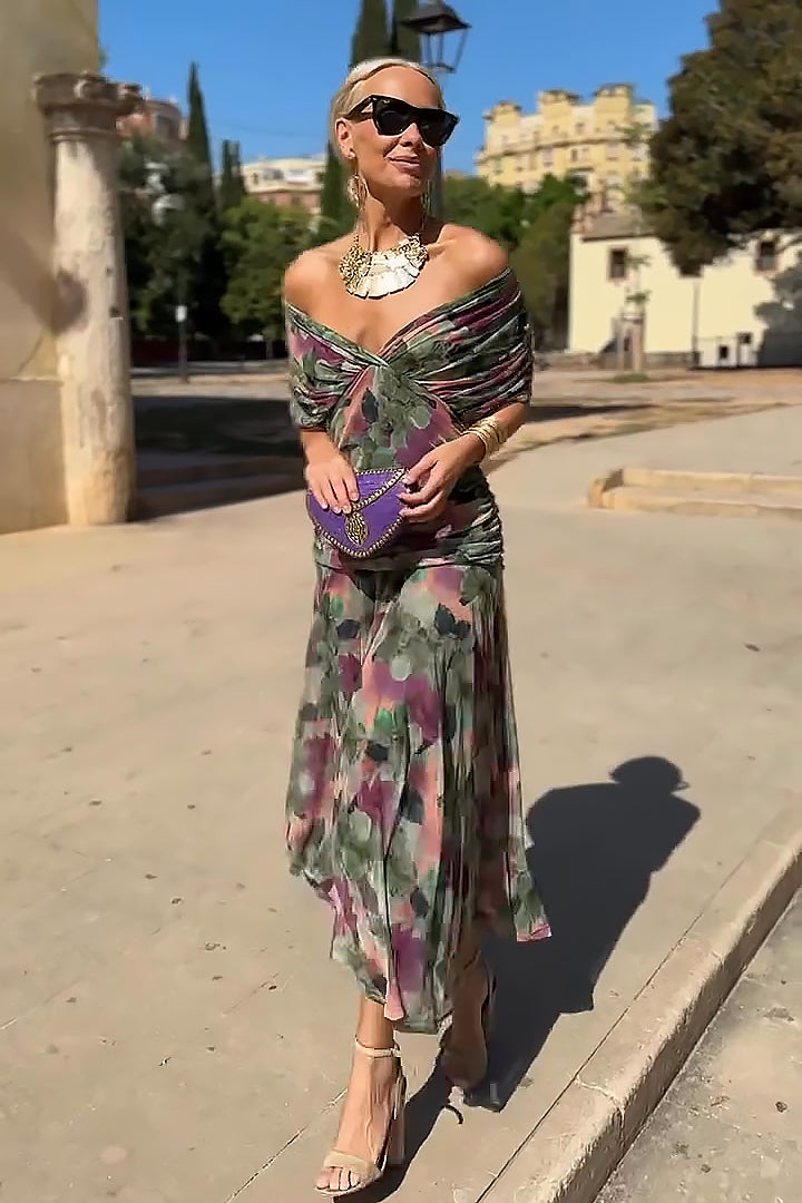 maisonnox® | Elegante feestelijke maxi-jurk met V-hals