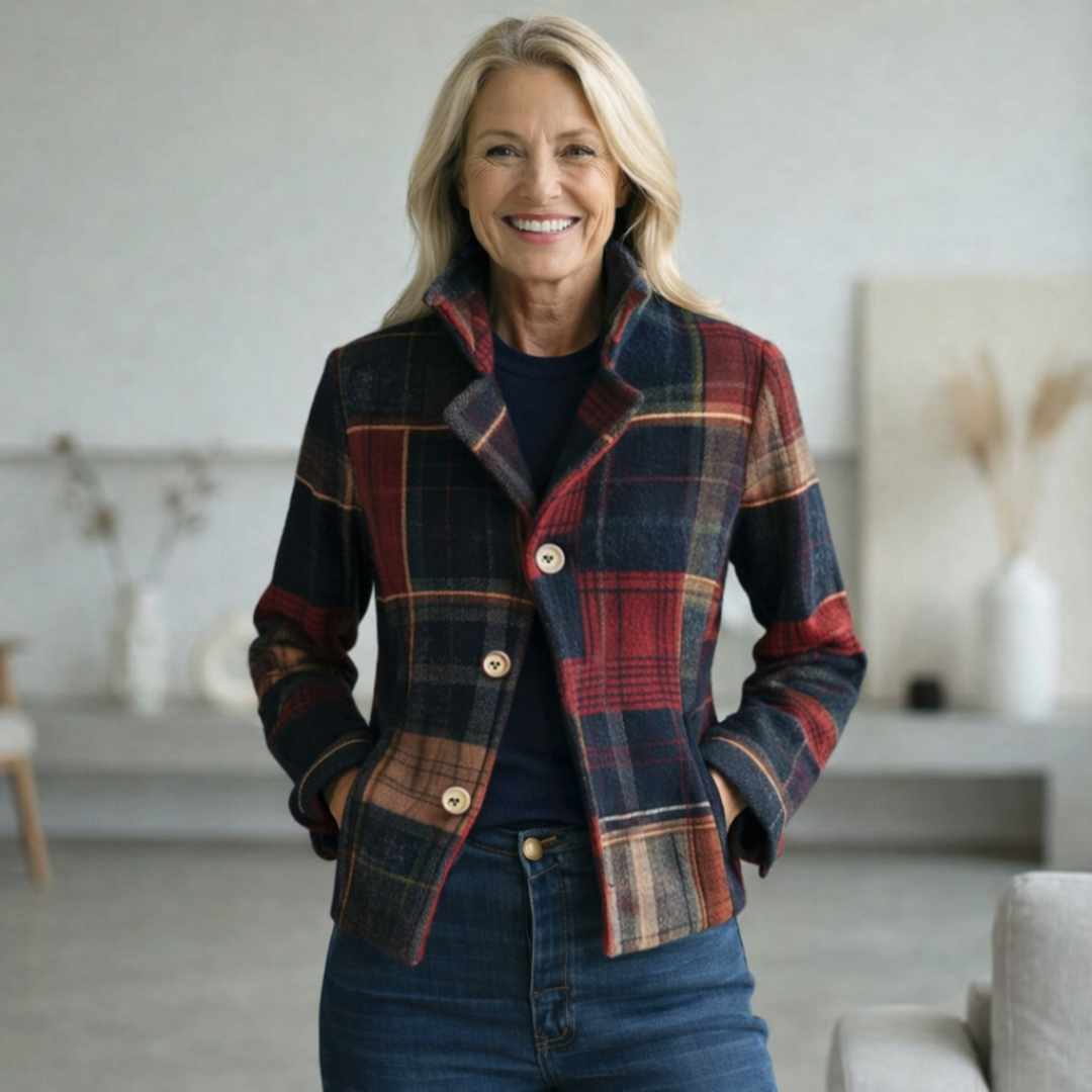 MaisonNox®| Geruite Tussenjas met Comfortabele Warmte en Tijdloze Stadsstijl