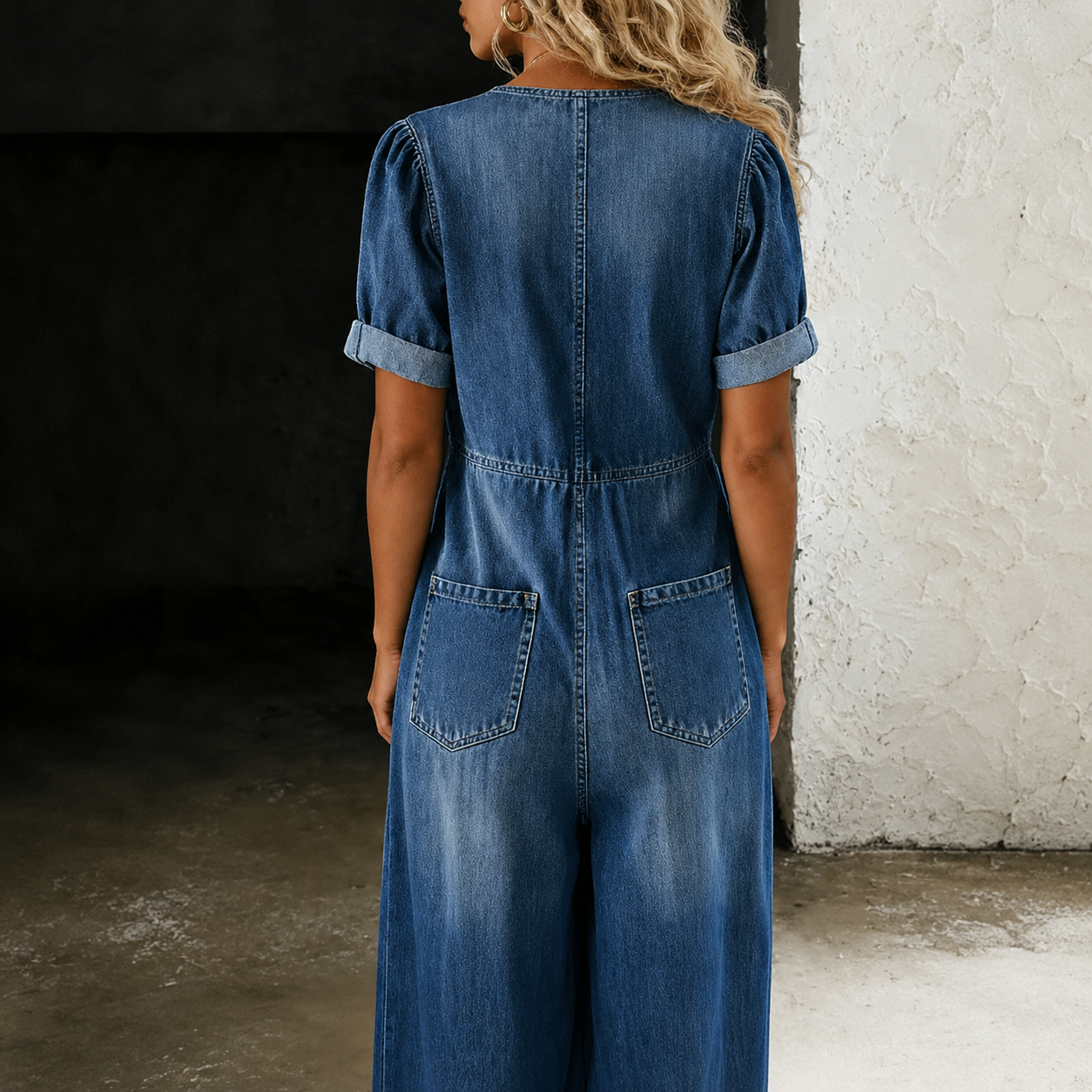 maisonnox® | Denim Jumpsuit met Wijde Pijpen
