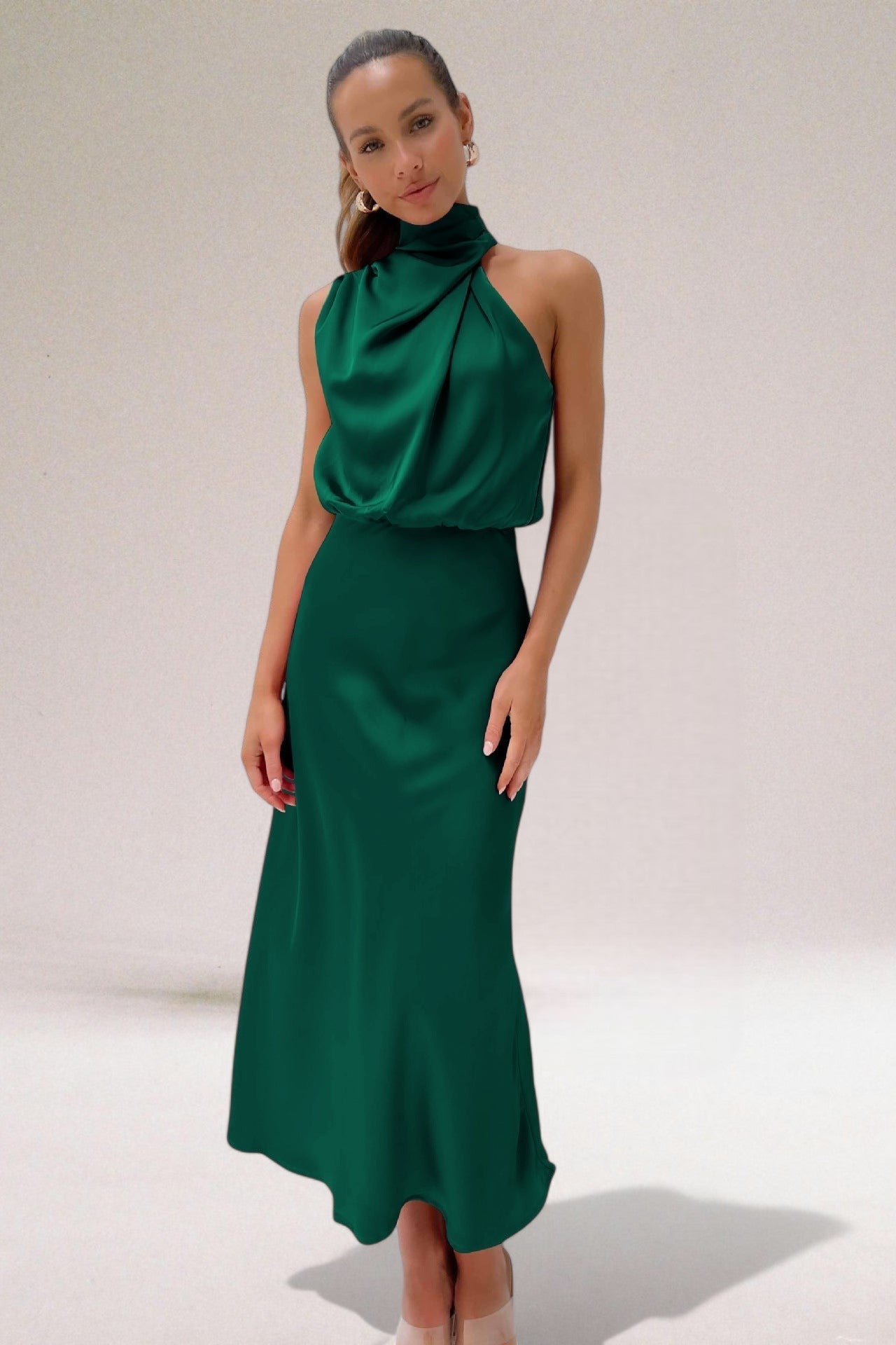MaisonNox® | Elegante Satijnen Jurk met Verfijnde Details