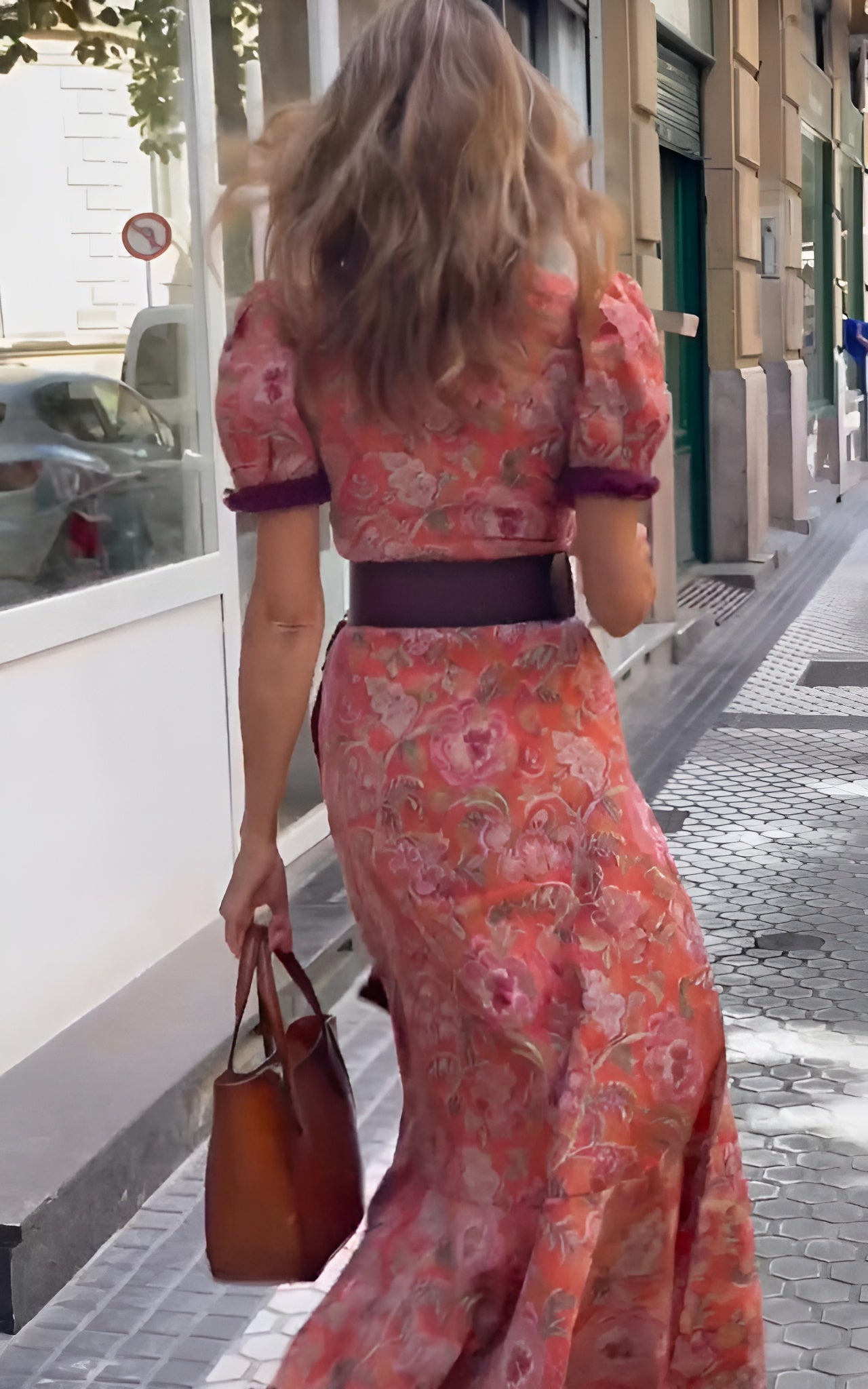 maisonnox® | Elegante Roze Maxi Dress met Korte Mouwen