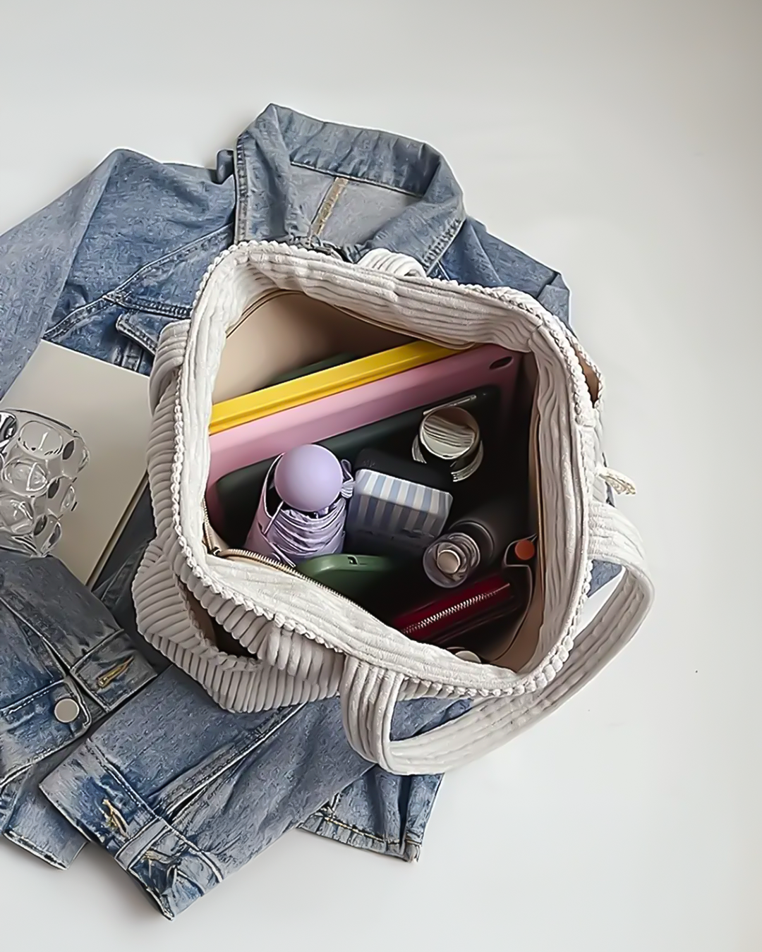 MaisonNox® | Geribbelde Totetas met Koorddetail