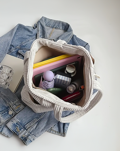 MaisonNox® | Geribbelde Totetas met Koorddetail