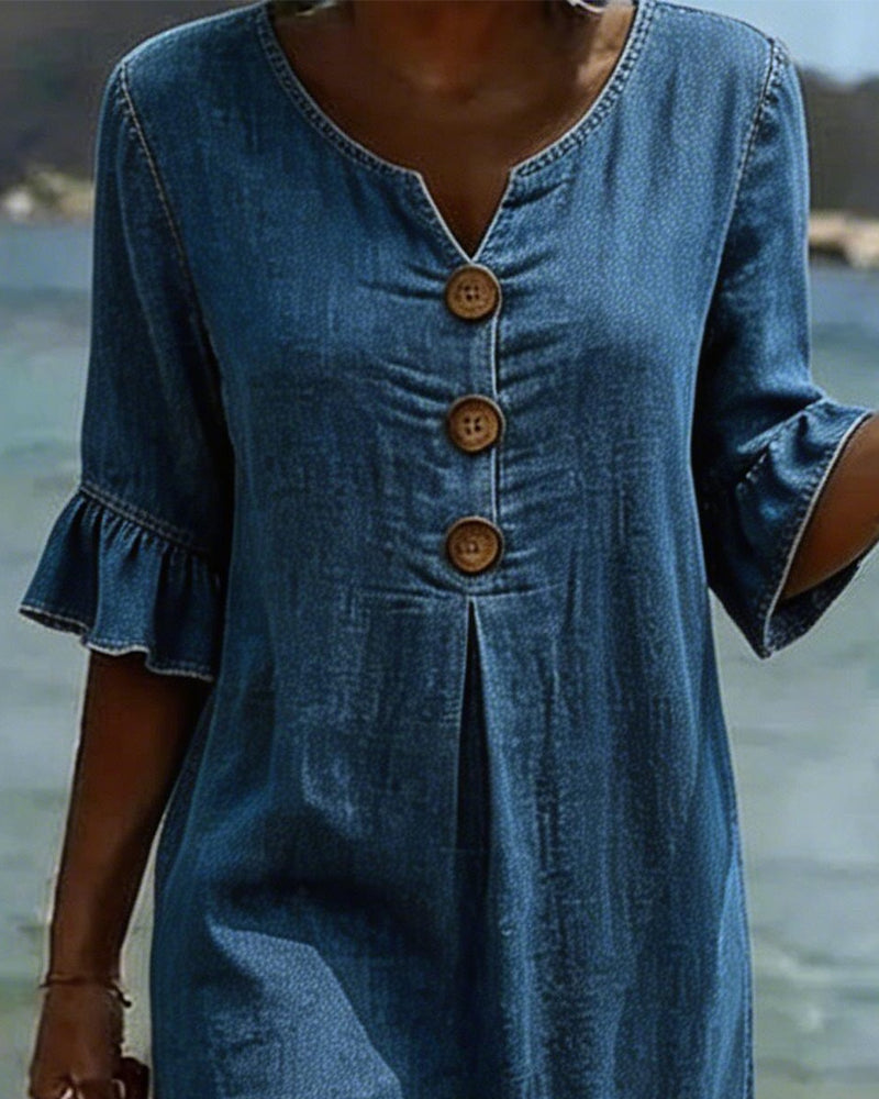 maisonnox® | Luxe Denim Look Jurk (tijdelijk 1+1 gratis)