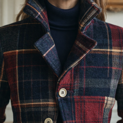 MaisonNox®| Geruite Tussenjas met Comfortabele Warmte en Tijdloze Stadsstijl