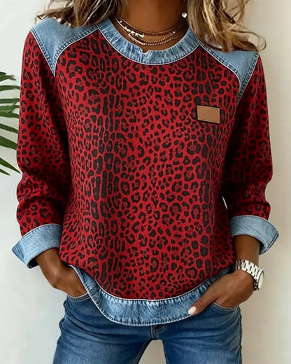 MaisonNox®| Leopard Patchwork Trui met Flatterende Pasvorm en Dagelijks Comfort