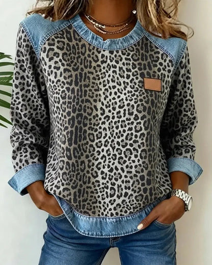 MaisonNox®| Leopard Patchwork Trui met Flatterende Pasvorm en Dagelijks Comfort