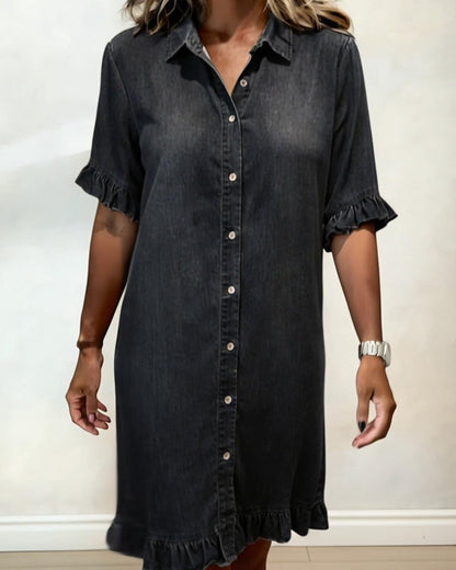 maisonnox® | Comfortabele Denim Jurk met Flatterende Rimpeling