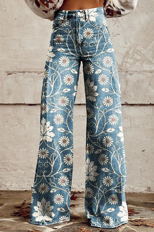 MaisonNox® | Elegante Boho Broek met Bloemenpatroon